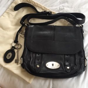 Black Leather Fossil Crosssbody
